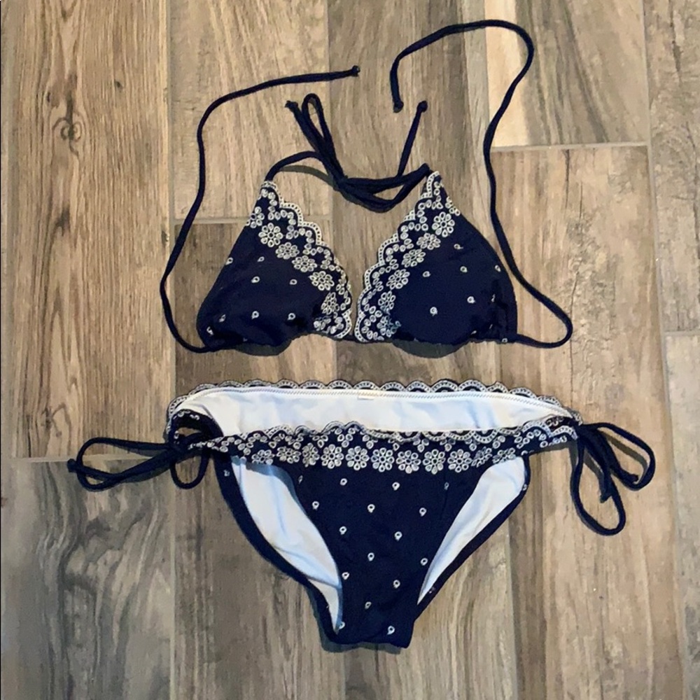 Navy and white swimsuit